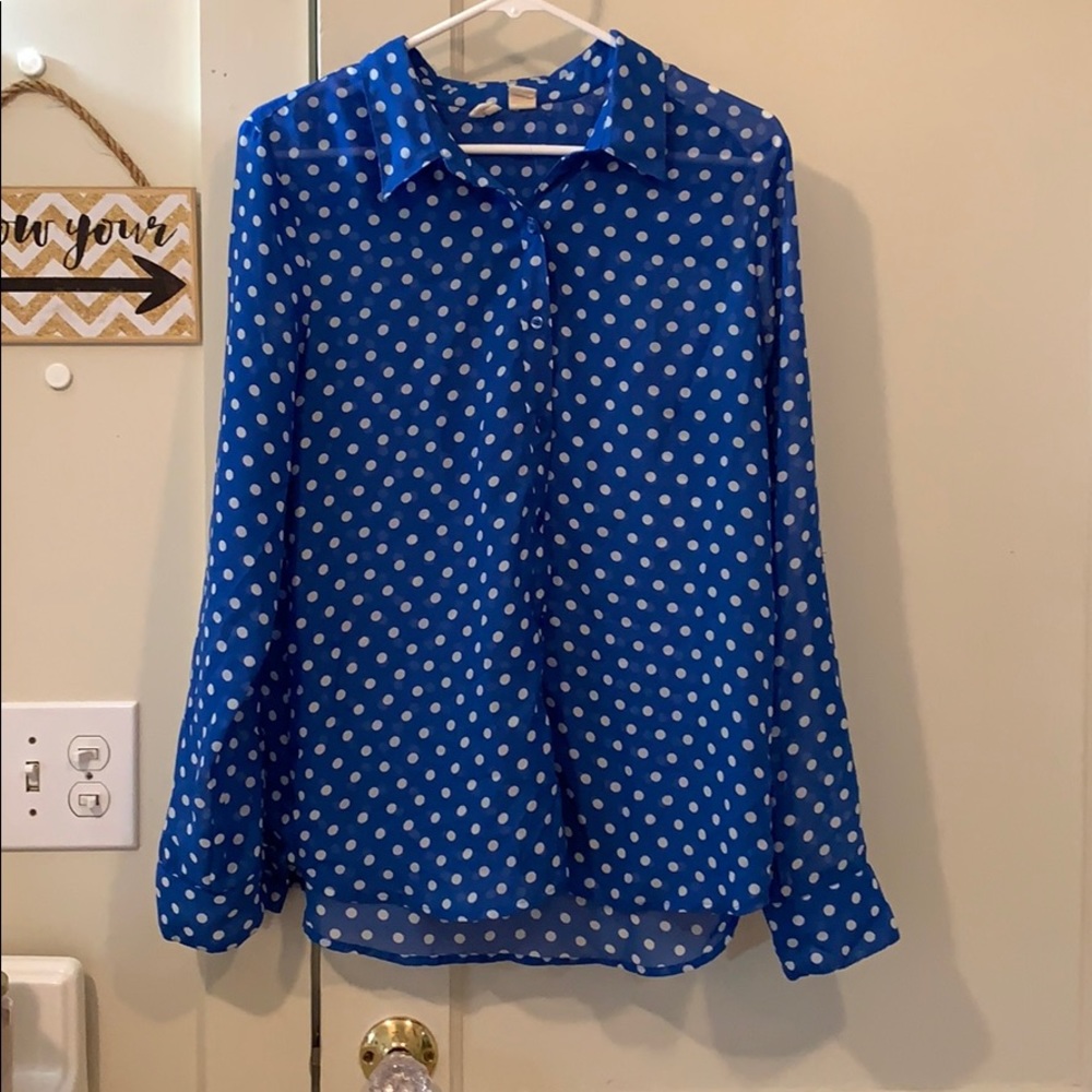 A polka dotted blouse